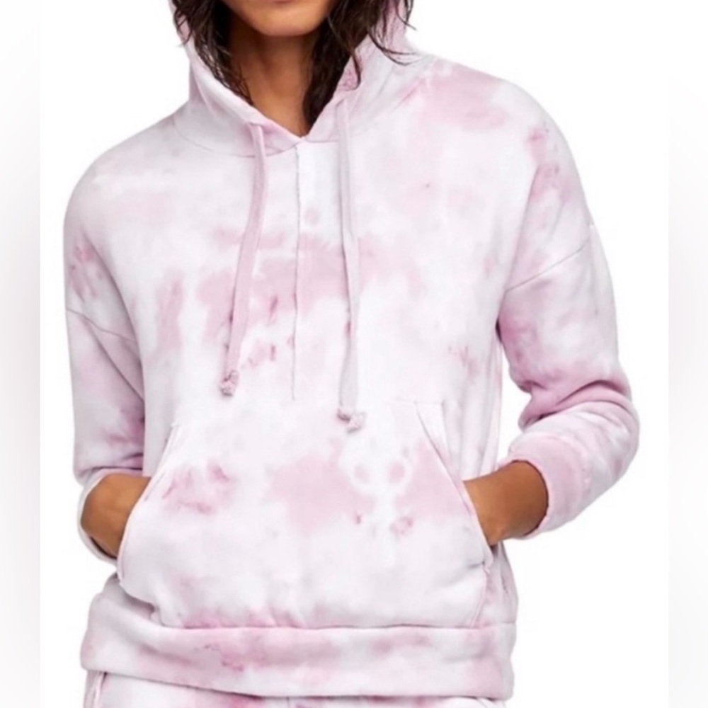 Free People Movement Tie Dye Work It Out Hoodie Sweatshirt in pink Size Small